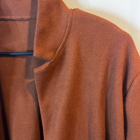 Solid Stand Collar Blazer~Elegant open front-Caramel Color size large 8-10 - Picture 3 of 6